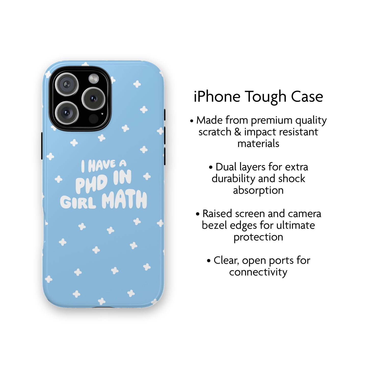 PHD In Girl Math iPhone Case (Blue)