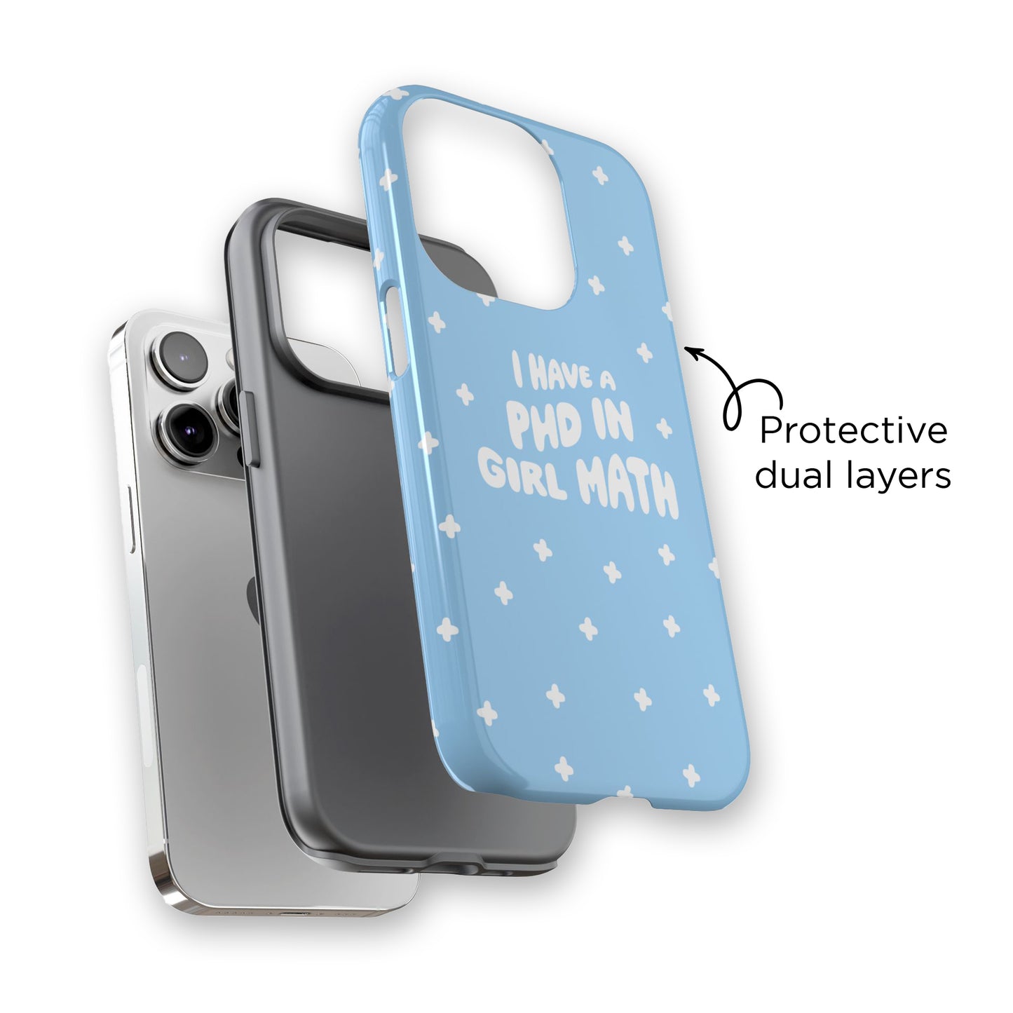 PHD In Girl Math iPhone Case (Blue)